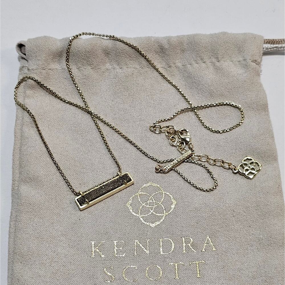 Kendra Scott Leanor Black Drusy and Gold Necklace - Picture 2 of 8